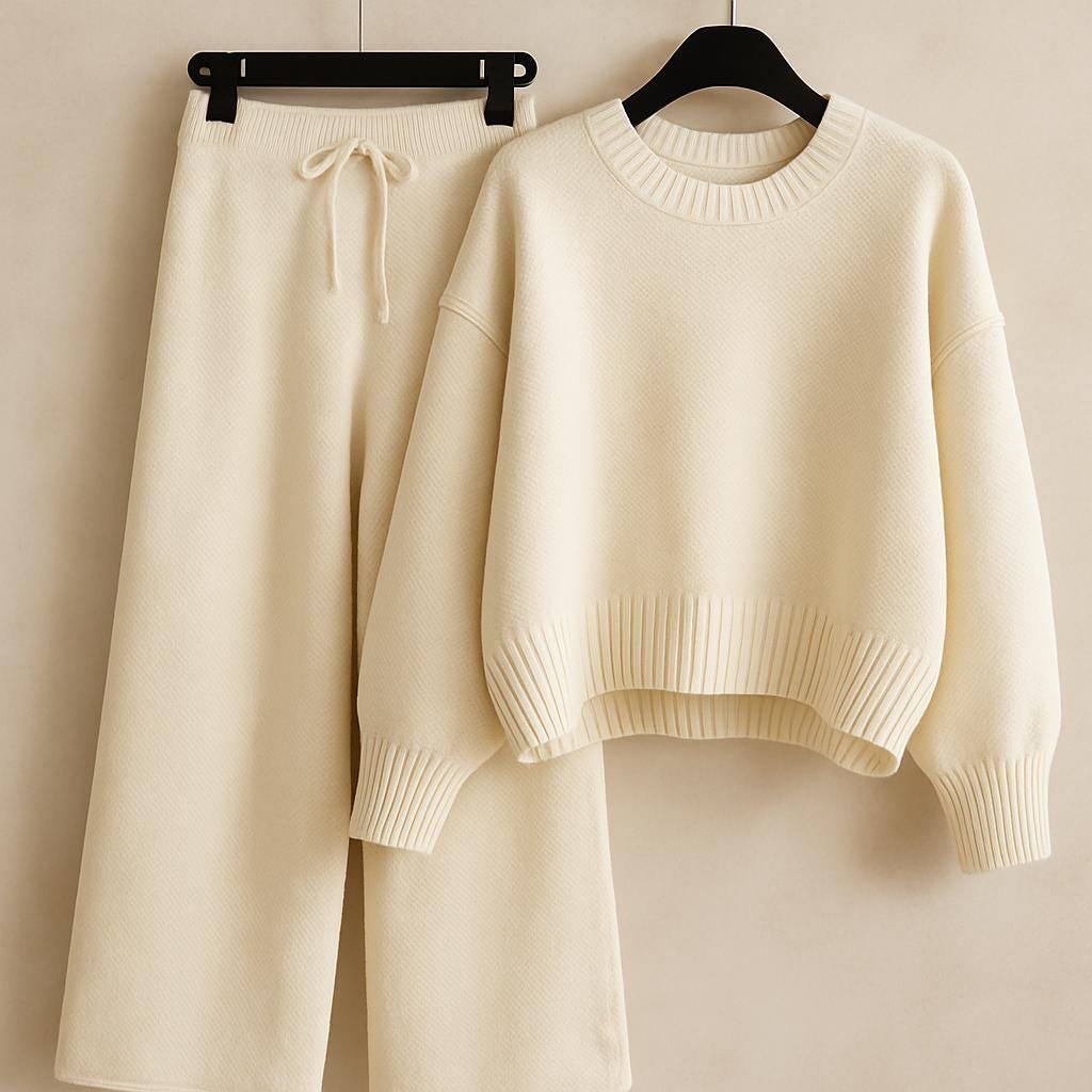 Knit Lounge Set – Oversized Sweater & Wide Leg Pants