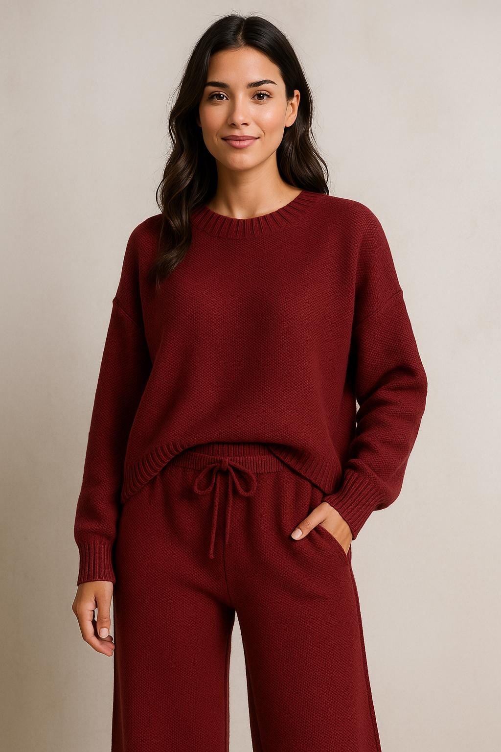 Knit Lounge Set – Oversized Sweater & Wide Leg Pants