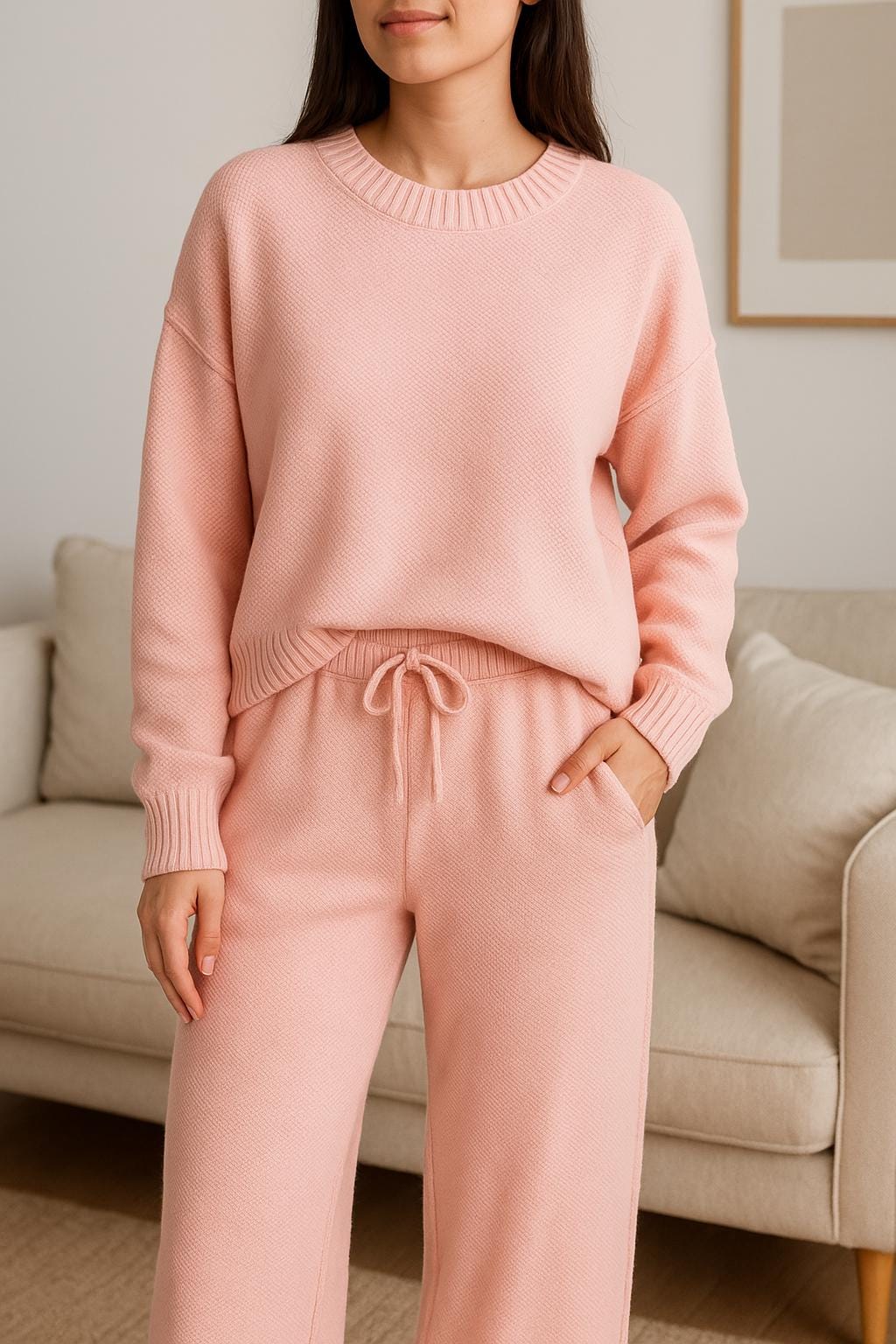 Knit Lounge Set – Oversized Sweater & Wide Leg Pants