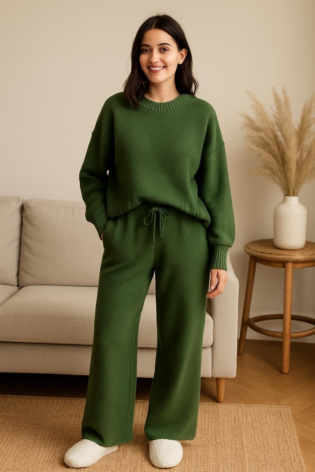 Knit Lounge Set – Oversized Sweater & Wide Leg Pants