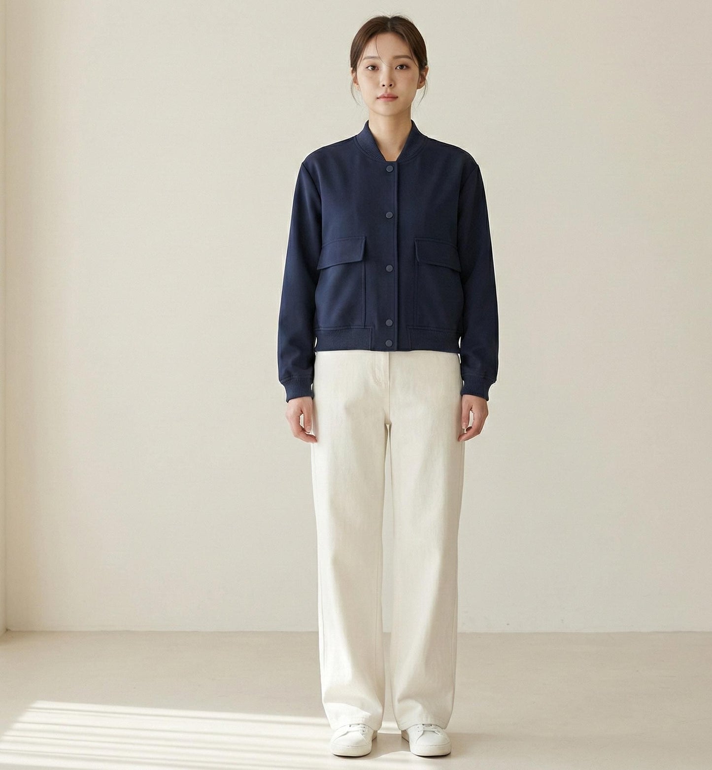 Minimalist Bomber Jacket | Korean Style Cargo Pocket Outerwear