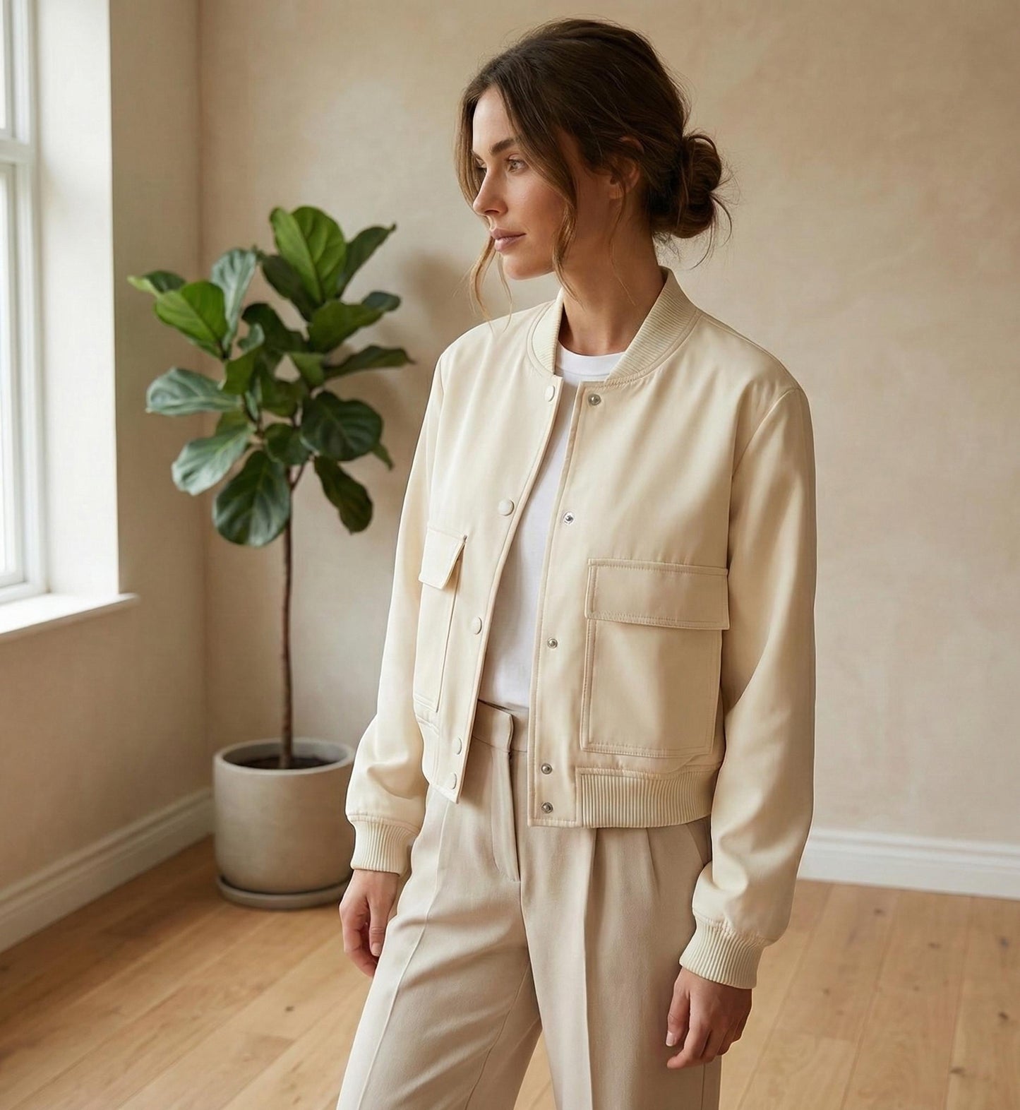 Minimalist Bomber Jacket | Korean Style Cargo Pocket Outerwear