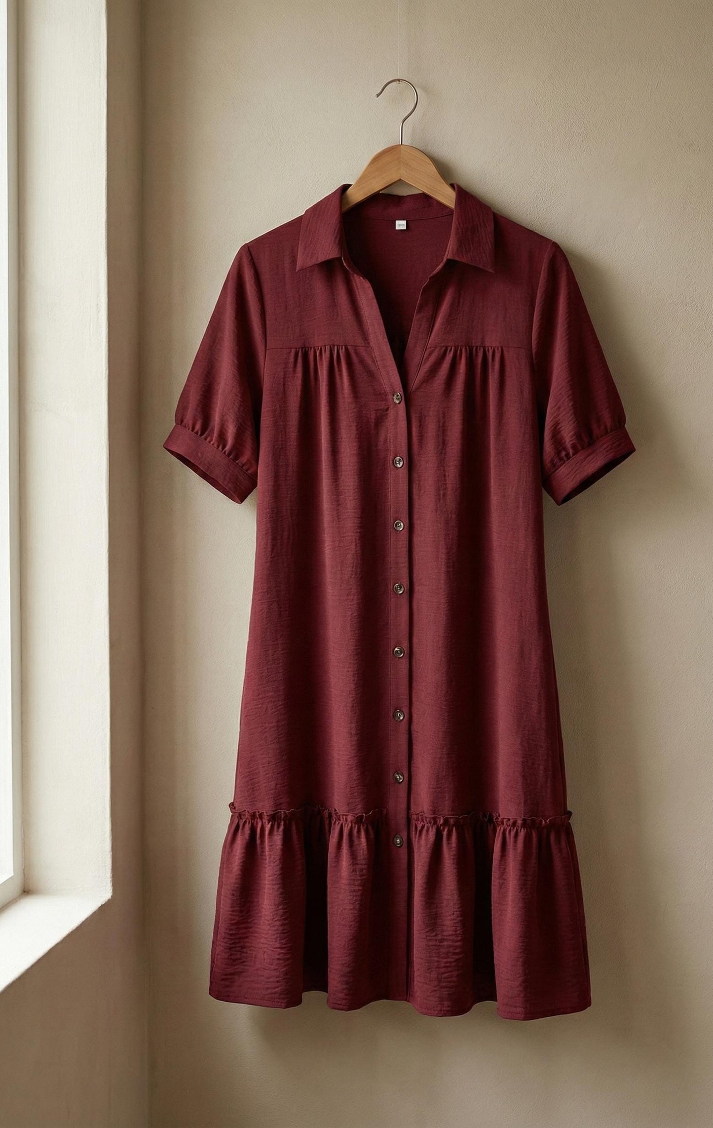 Boho Ruffle Hem Button-Down Dress | Summer Shirt Dress