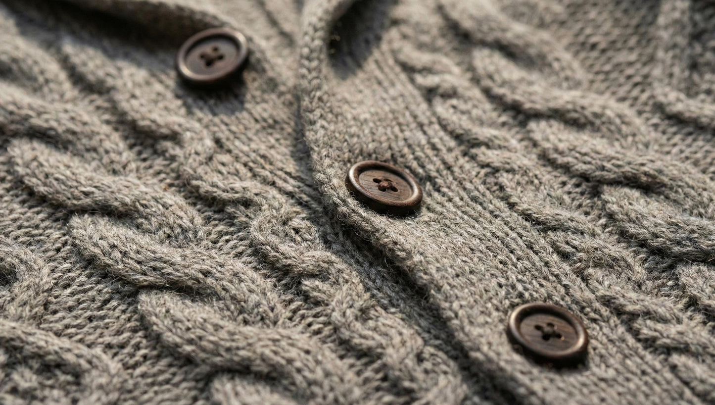 Cable Knit Pleated Cardigan - Elegant Button Down Knitwear