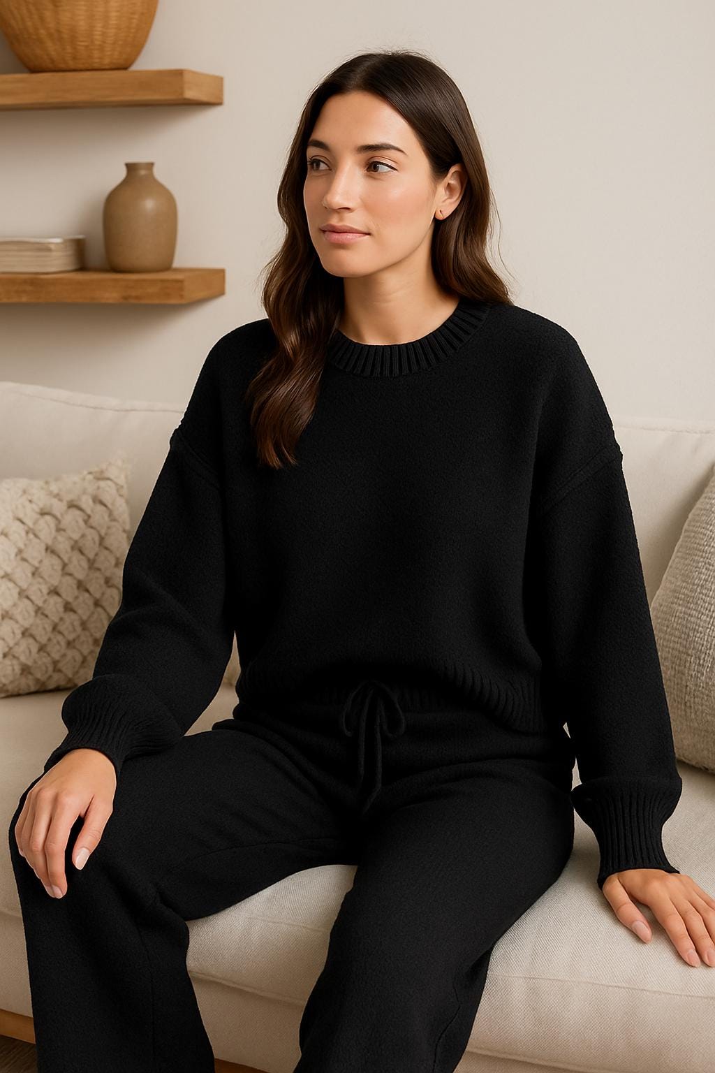 Knit Lounge Set – Oversized Sweater & Wide Leg Pants