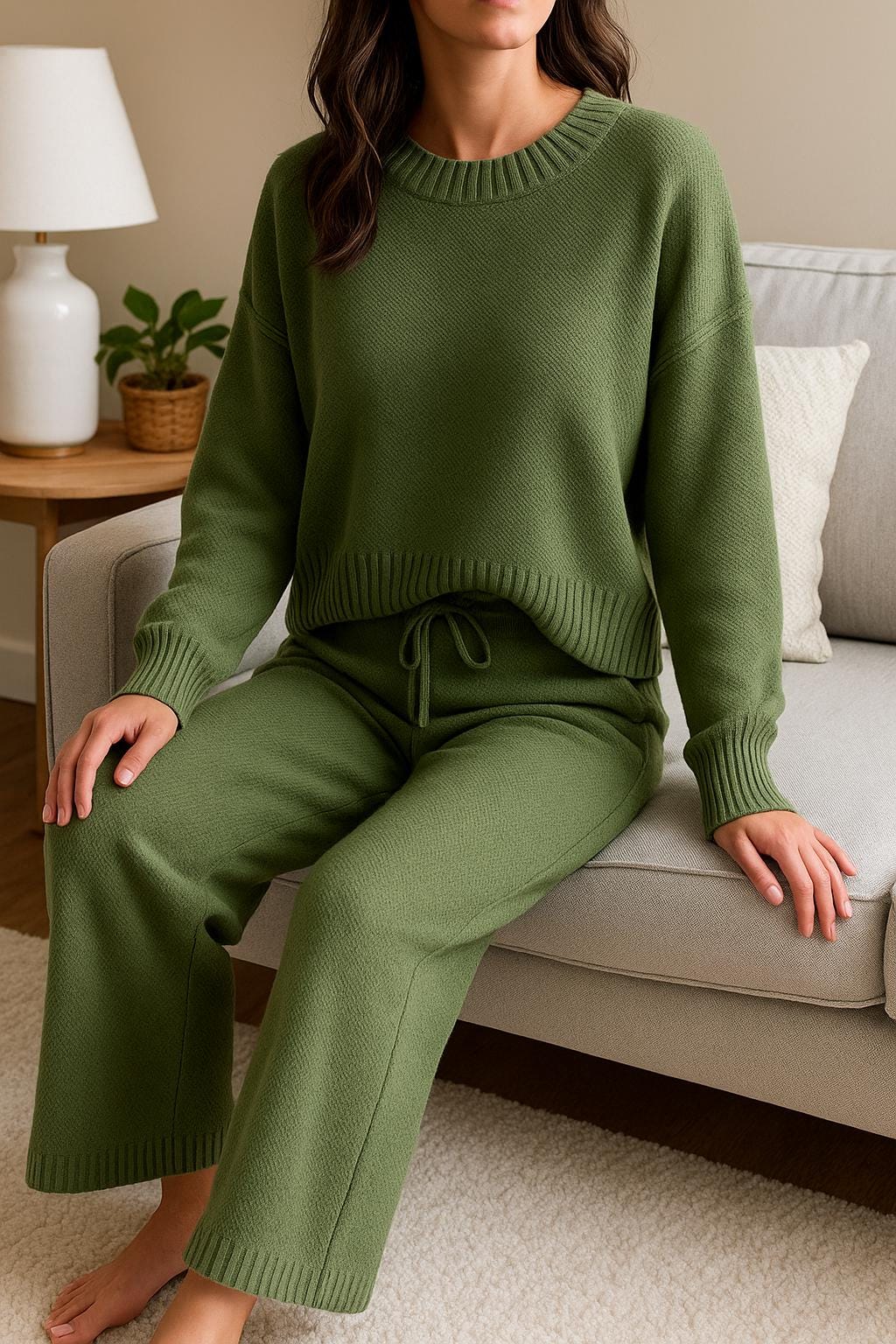 Knit Lounge Set – Oversized Sweater & Wide Leg Pants