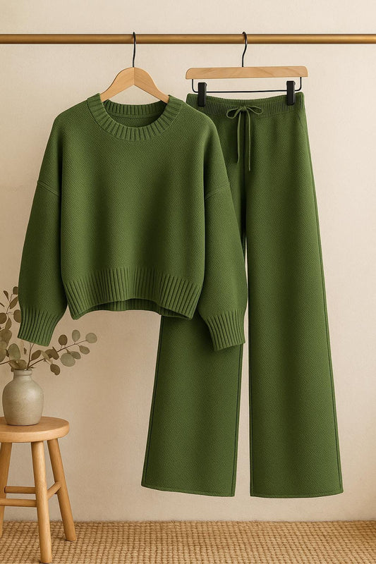 Knit Lounge Set – Oversized Sweater & Wide Leg Pants