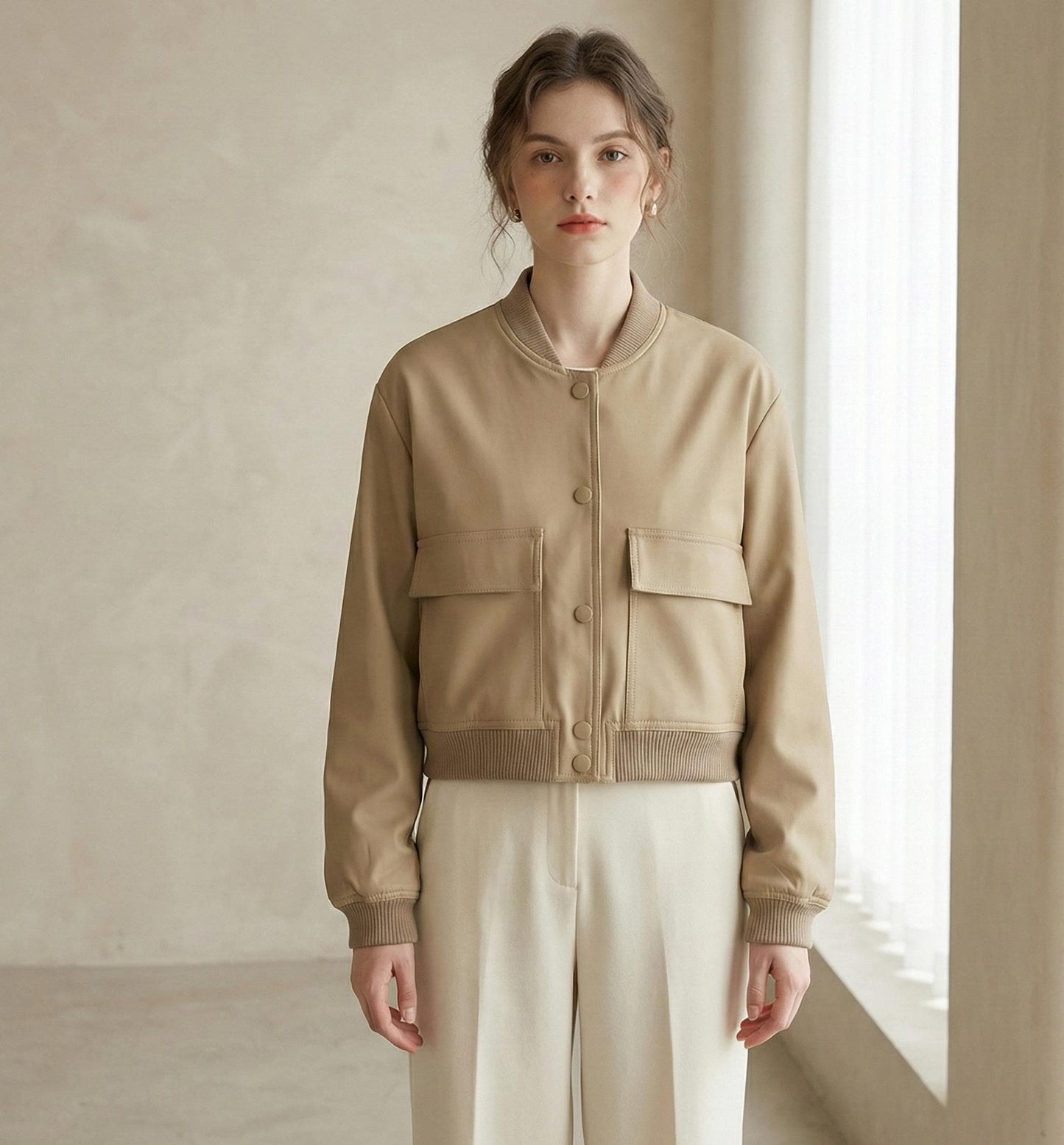 Minimalist Bomber Jacket | Korean Style Cargo Pocket Outerwear