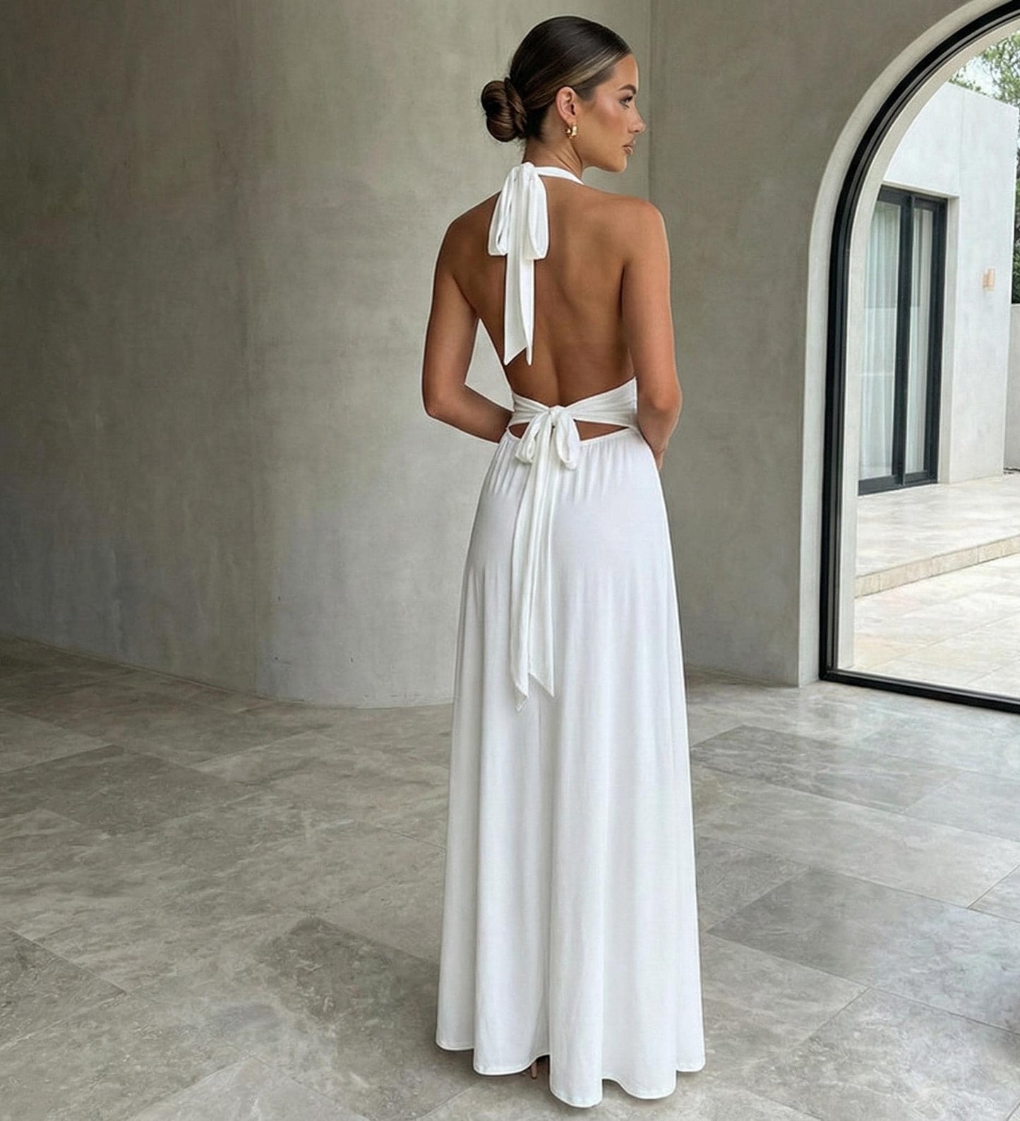 Halter Neck Maxi Dress – Backless Slit Evening Gown