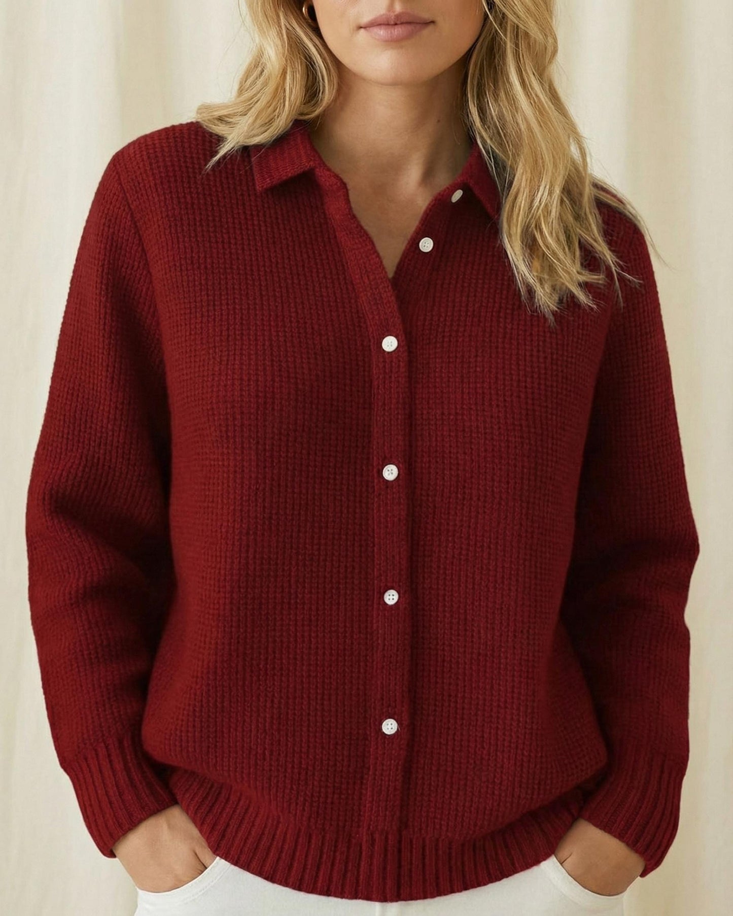 Womens Textured Knit Button-Down Cardigan | Soft Fall Sweater