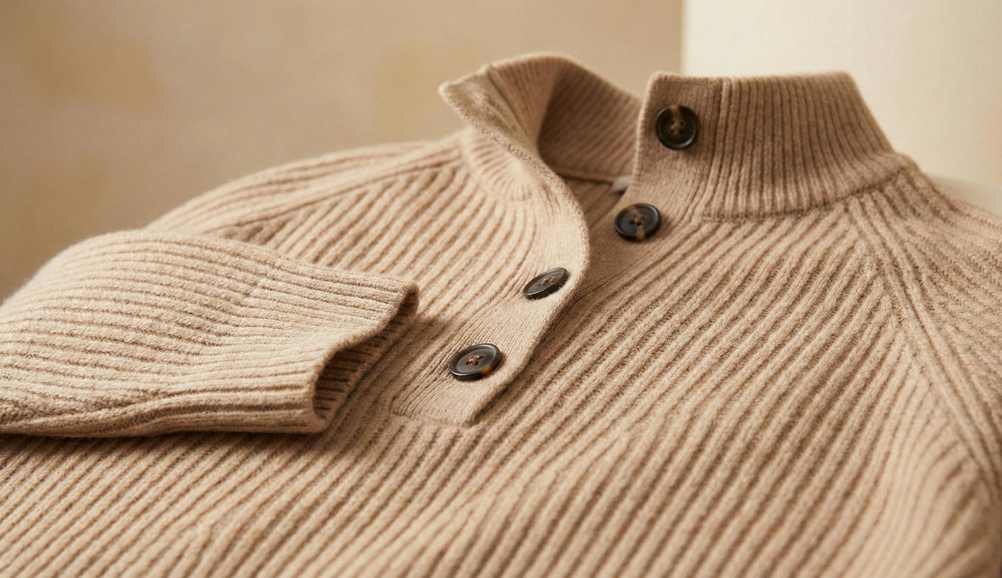 Ribbed Knit Sweater Dress | Button Collar, Long Sleeve Winter Dress