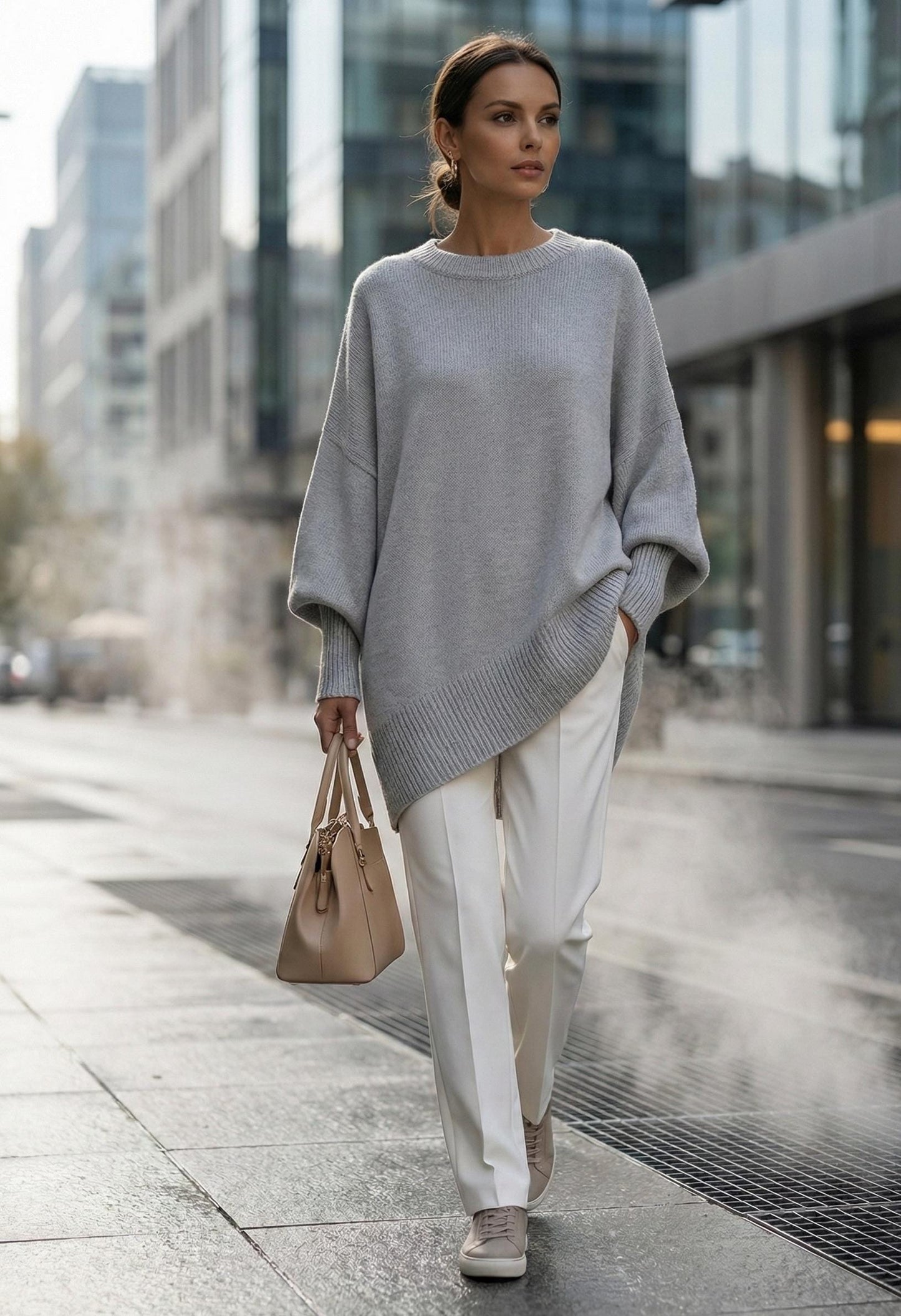 Oversized Knit Poncho Sweater | Asymmetrical Batwing Pullover