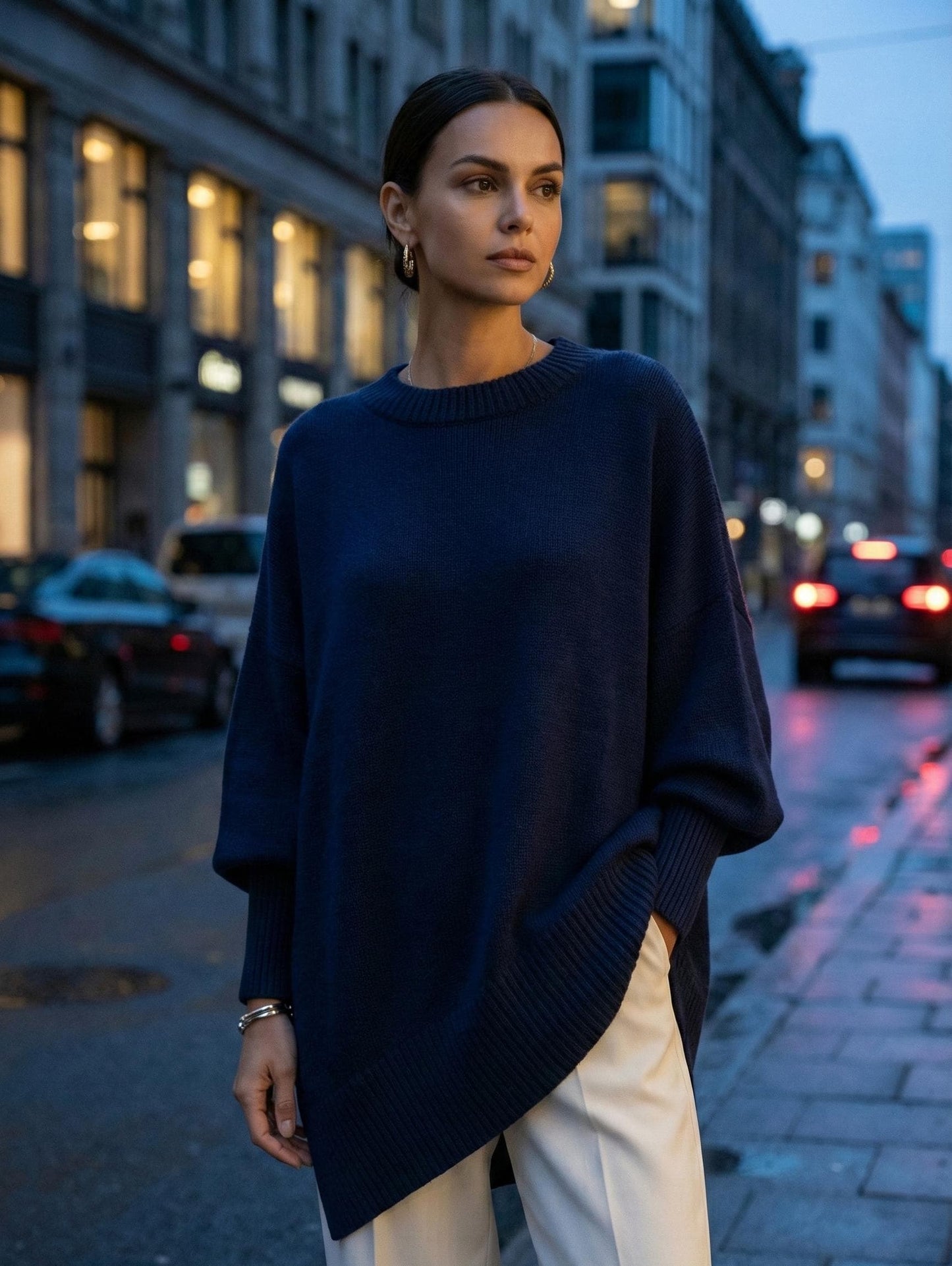Oversized Knit Poncho Sweater | Asymmetrical Batwing Pullover