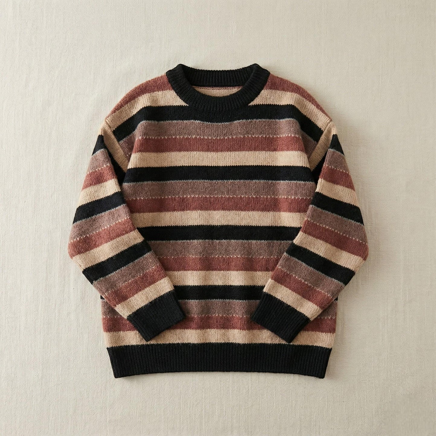 Striped Knit Sweater for Women, Cozy Casual Pullover, Long Sleeve Soft Knit Top, Fall Winter Everyday Sweater