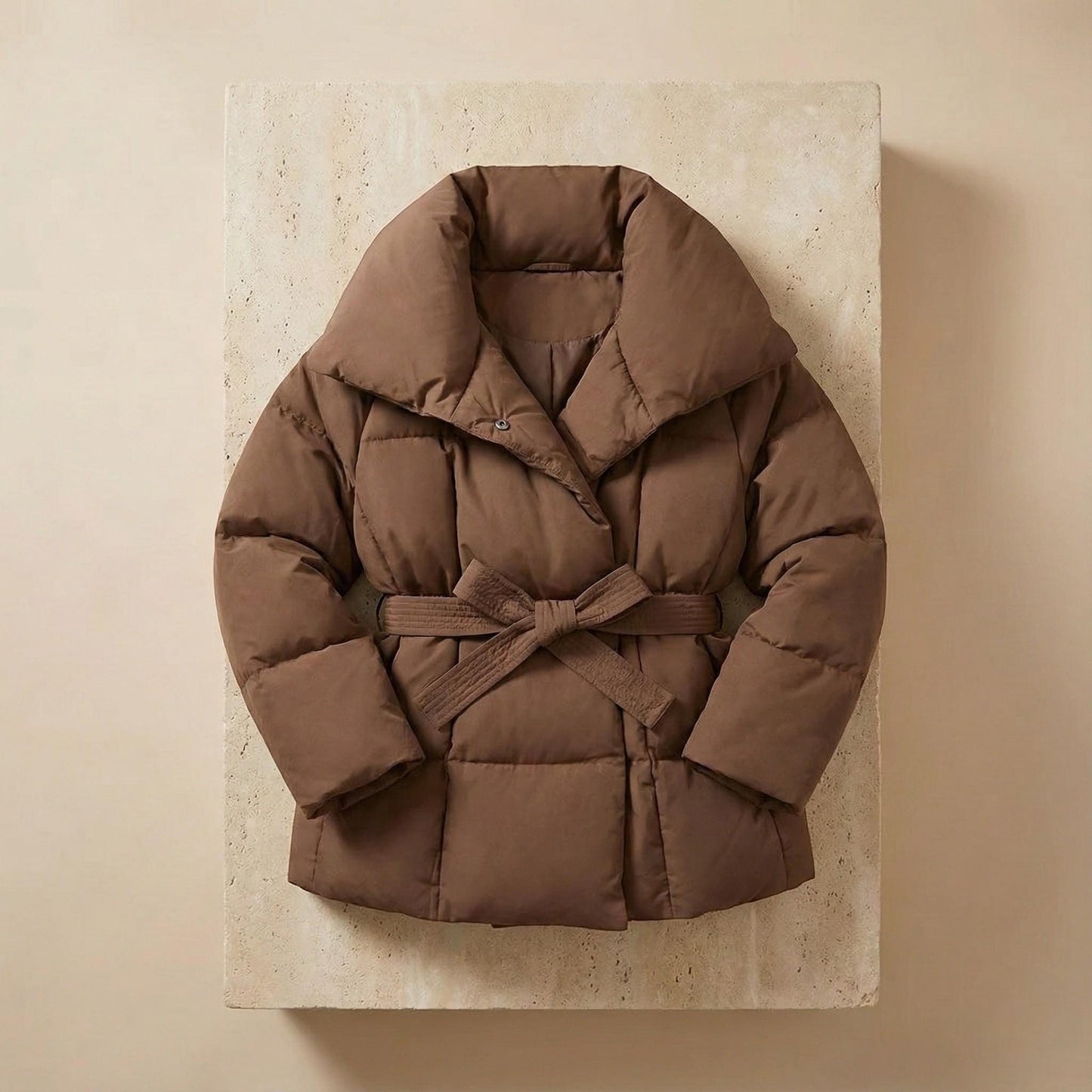 Women’s Belted Puffer Jacket – Oversized Winter Coat with High Collar, Cozy Warm Quilted Jacket, Stylish Cold Weather Outerwear