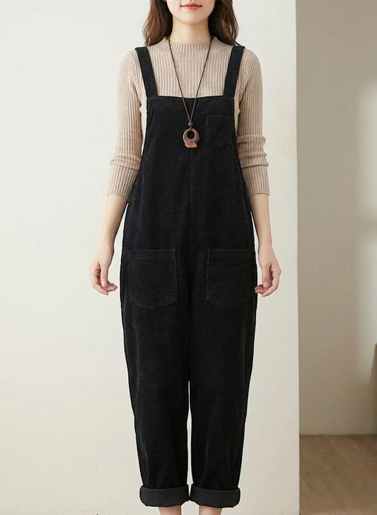 Women’s Corduroy Dungarees | Relaxed Fit Overalls | Casual Vintage Style Jumpsuit | Everyday Comfort Outfit