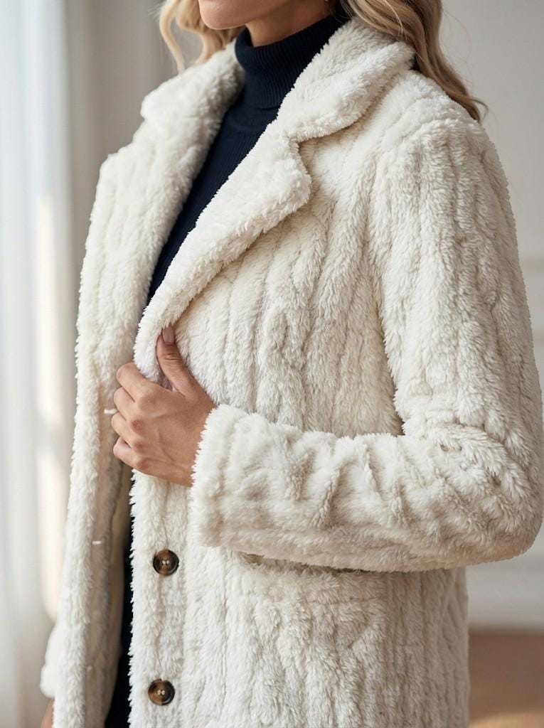 Women’s Cozy Teddy Jacket | Soft Faux Fur Winter Coat | Button Front Plush Jacket | Warm Casual Outerwear