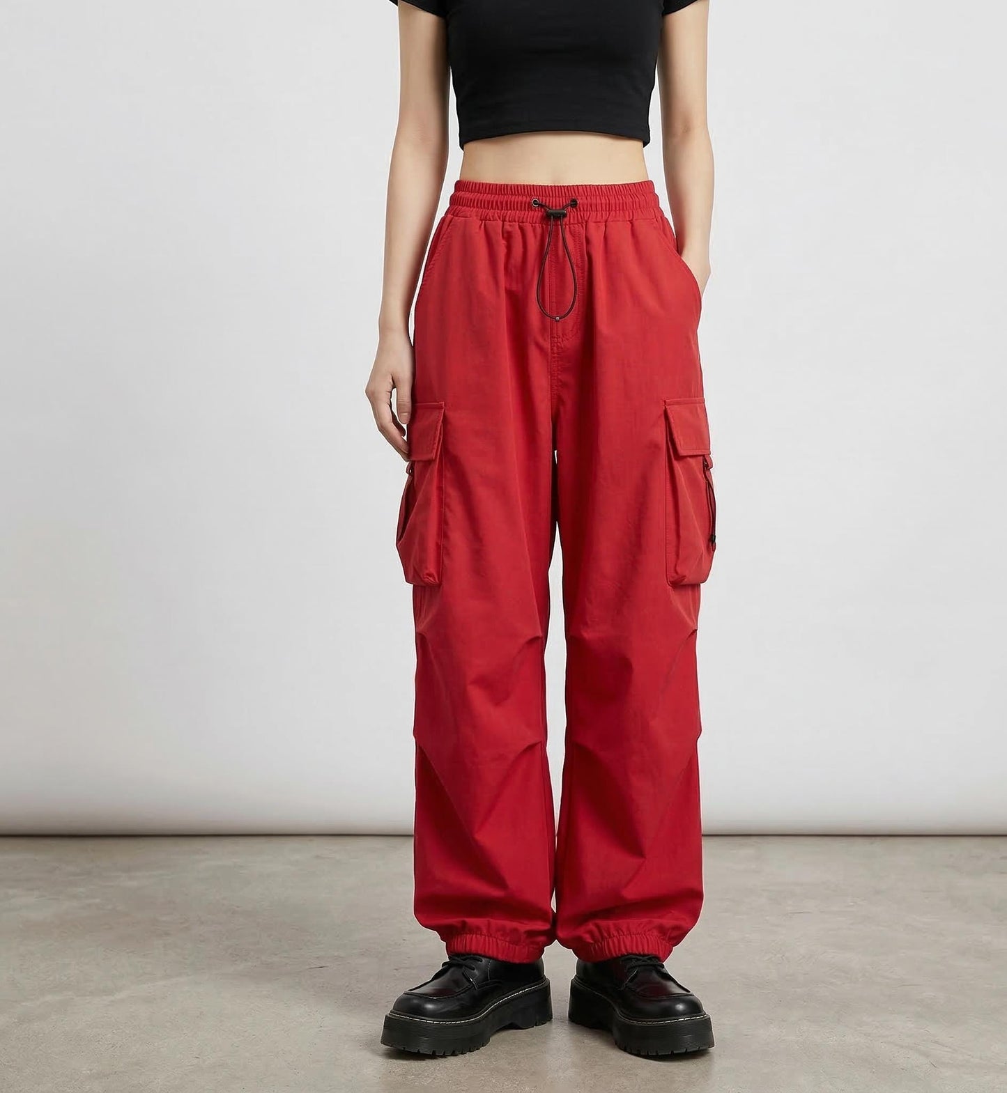 Y2K Cargo Pants Women, Baggy Wide Leg Trousers, Streetwear Style Polyester