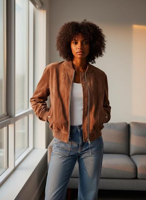 Brown Faux Suede Bomber Jacket - Soft Zip-Up Fall Coat
