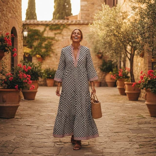 Vintage-Inspired Midi Dress: Floral Boho Style (Sizes S to 3XL)