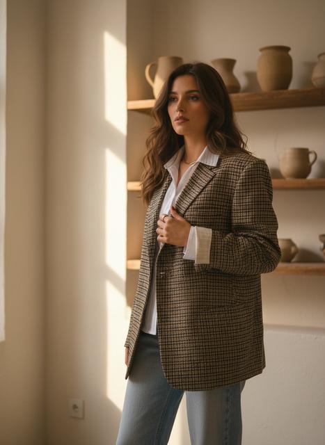 Chic Plaid Blazer for Women - Office and Everyday Style