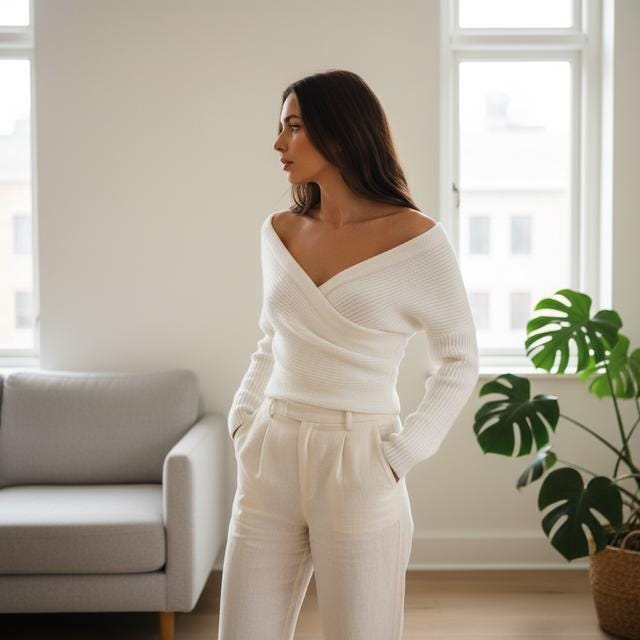 Off-Shoulder Knit Sweater: Cozy Cotton Cashmere (S-XL)
