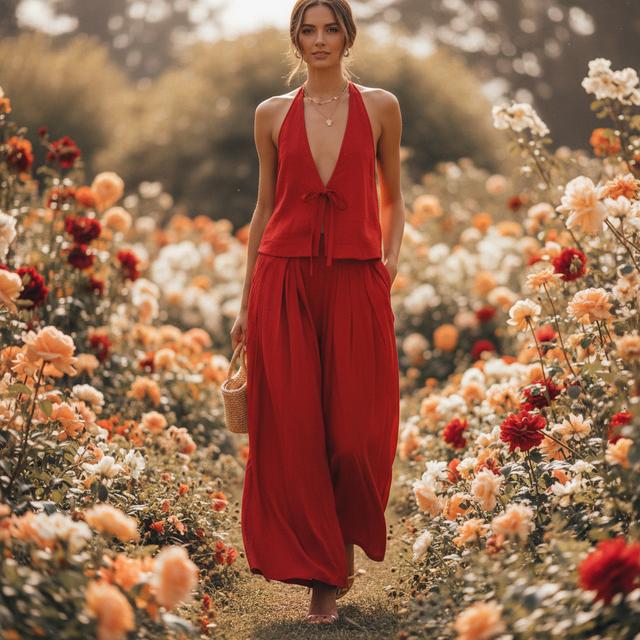 Two-Piece Summer Outfit: Sleeveless Vest and Wide Pants (6 Colors, XS-XXL)