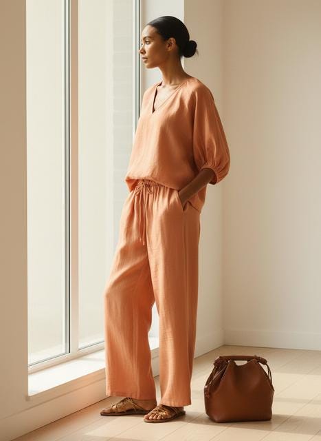 Two-Piece Summer Outfit: V-Neck Top & Wide Leg Pants (S to 3XL)