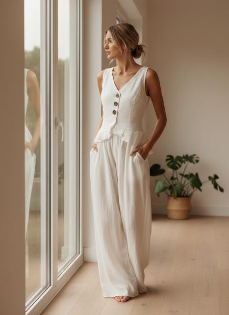Sleeveless Top and Wide-Leg Pants Set: Casual Summer Lounge Outfit