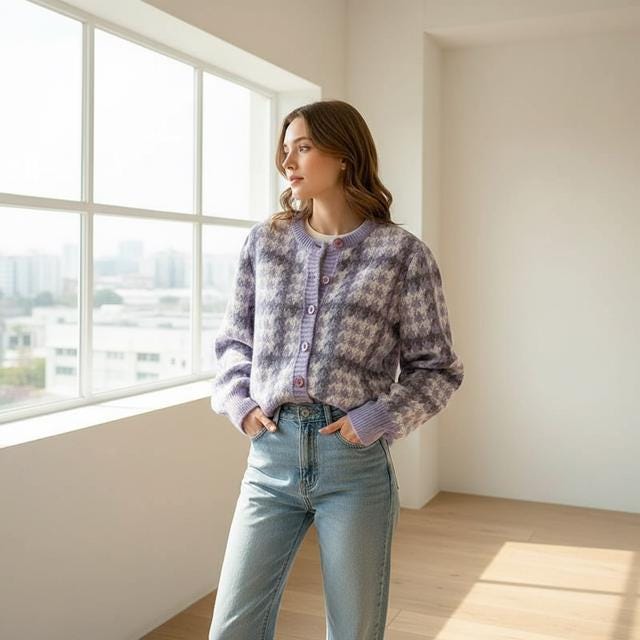 Oversized Chunky Cardigan Sweater - Japanese Style Puff Sleeve Knit