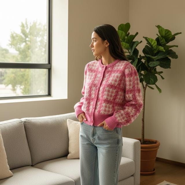 Oversized Chunky Cardigan Sweater - Japanese Style Puff Sleeve Knit