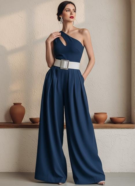 High-Waisted Wide Leg Pants: Loose Fit with Belt, Casual Workwear
