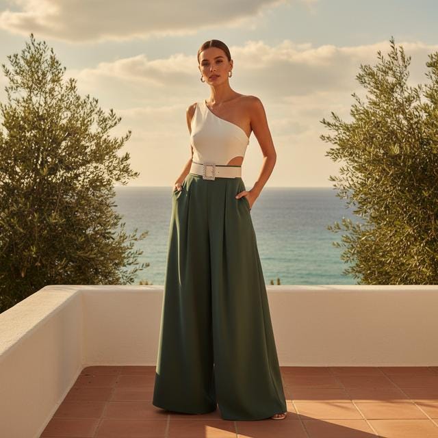 High-Waisted Wide Leg Pants: Loose Fit with Belt, Casual Workwear
