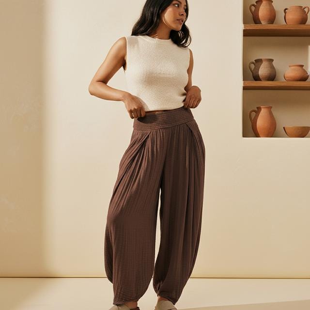Wide Leg Chambray Pants: Casual Slimming Style (High Waist S-XL)