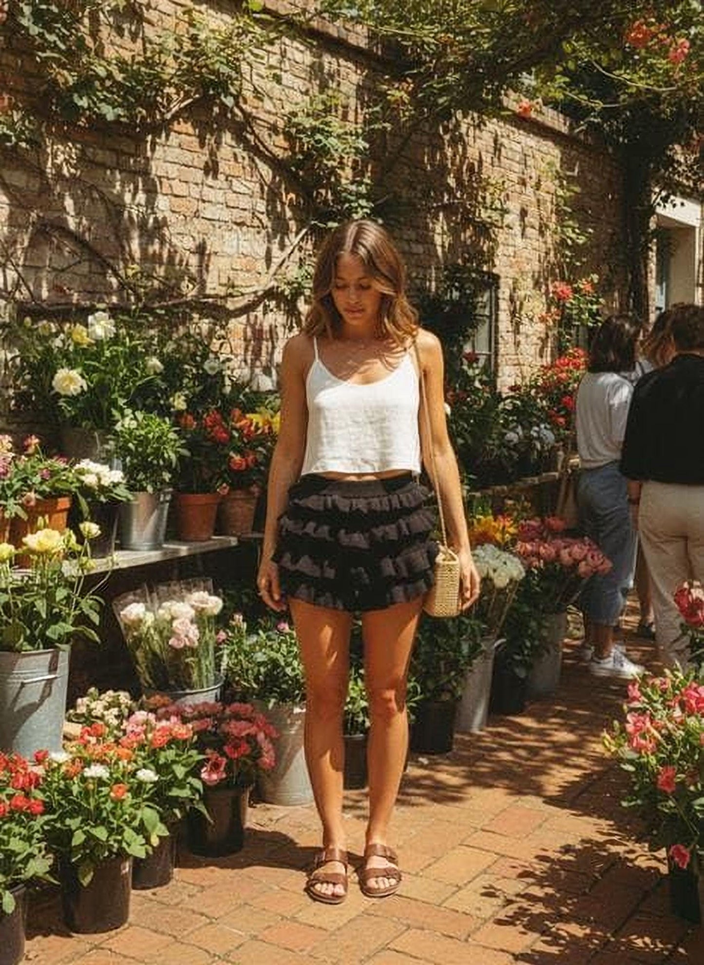Ruffle Trim Shorts: High-Waisted Knit - Slim Fit Summer Style