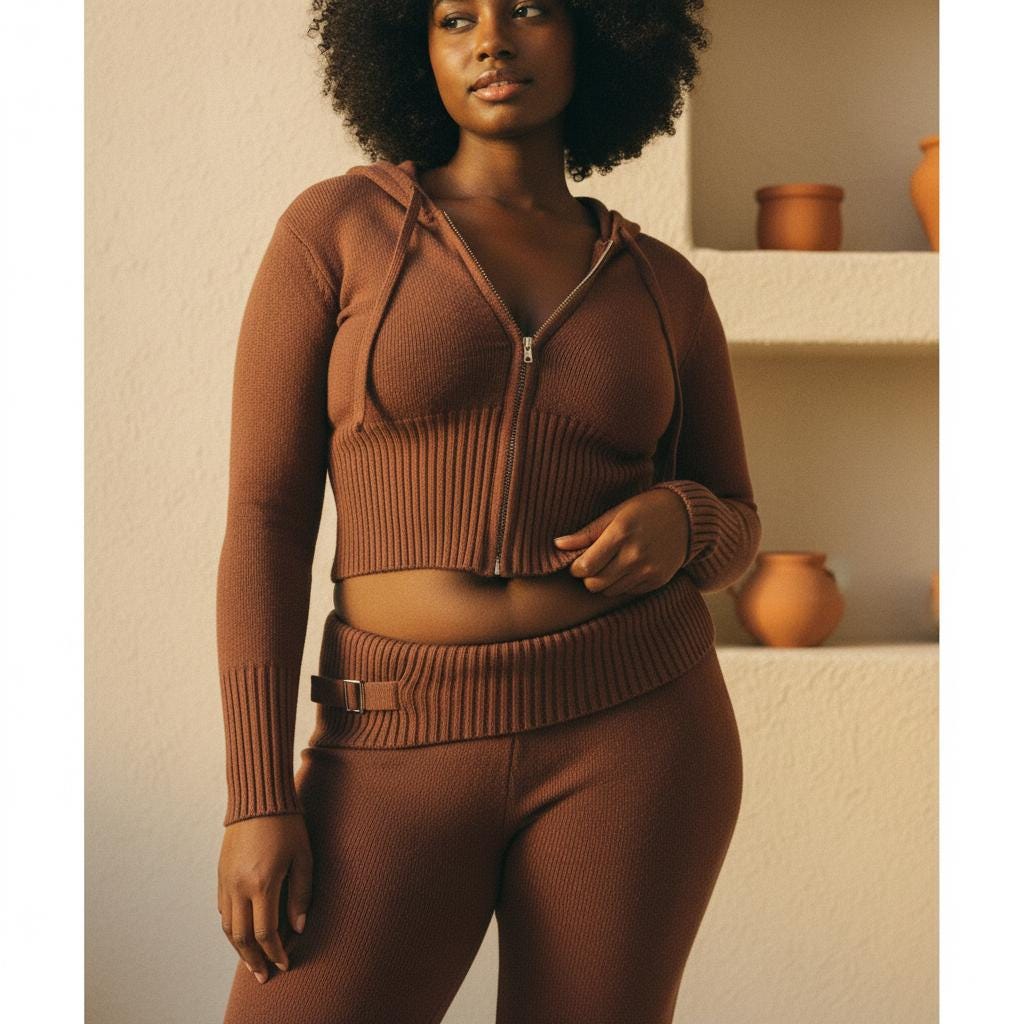 Women's Zip Hoodie Sweater and High Waist Pants Tracksuit Set