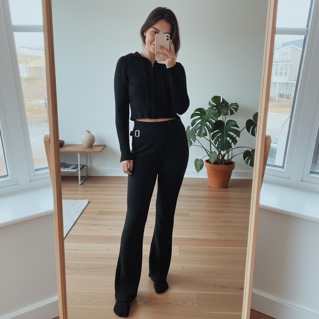 Women's Zip Hoodie Sweater and High Waist Pants Tracksuit Set