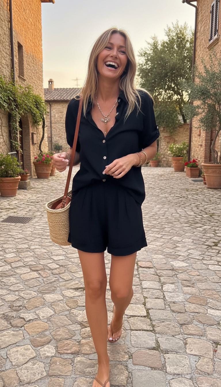 Women's Cotton Linen Shirt and Shorts Set – Casual Two Piece Summer Outfit