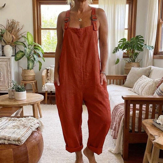Relaxed Fit Jumpsuit: Sleeveless, Adjustable Straps, Plus Size Friendly