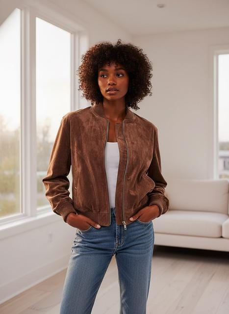 Brown Faux Suede Bomber Jacket - Soft Zip-Up Fall Coat