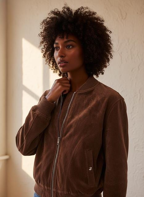 Brown Faux Suede Bomber Jacket - Soft Zip-Up Fall Coat