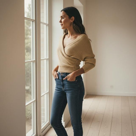 Off-Shoulder Knit Sweater: Cozy Cotton Cashmere (S-XL)