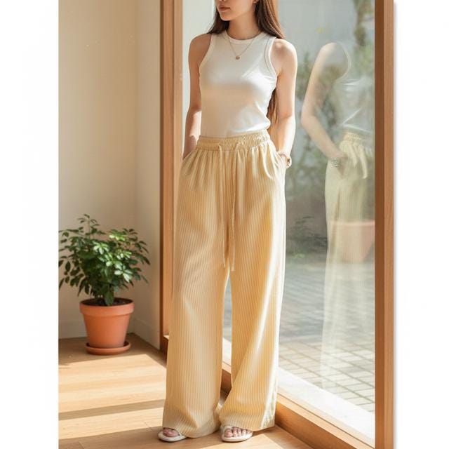 Wide-Leg Palazzo Pants: Drawstring Waist, Floor-Length with Pockets
