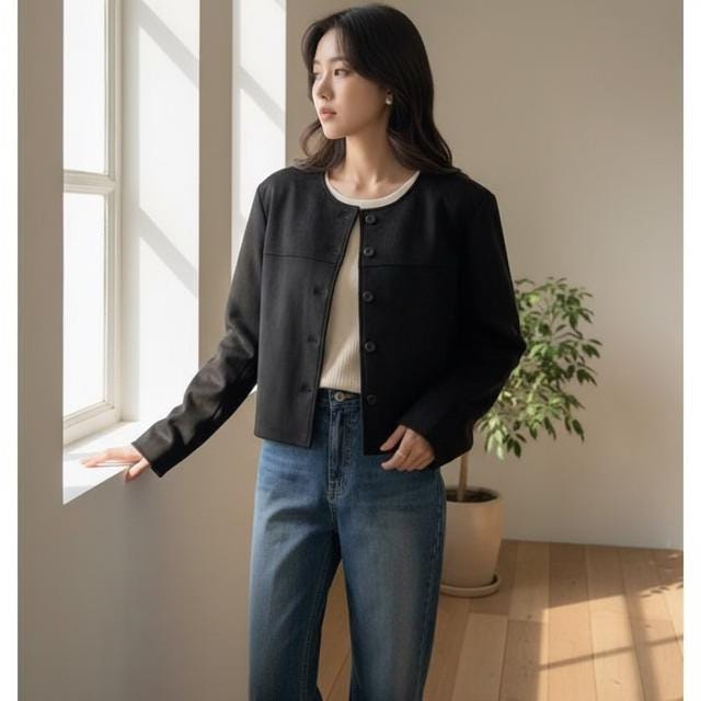 Slimming Faux Suede Jacket: Retro Style in Black or Brown